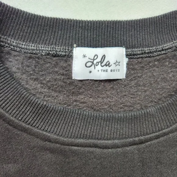 Lola + The Boys Dreamer Black Crewneck Sweatshirt Beaded Sequins Soft Boho Glam - Picture 6 of 10